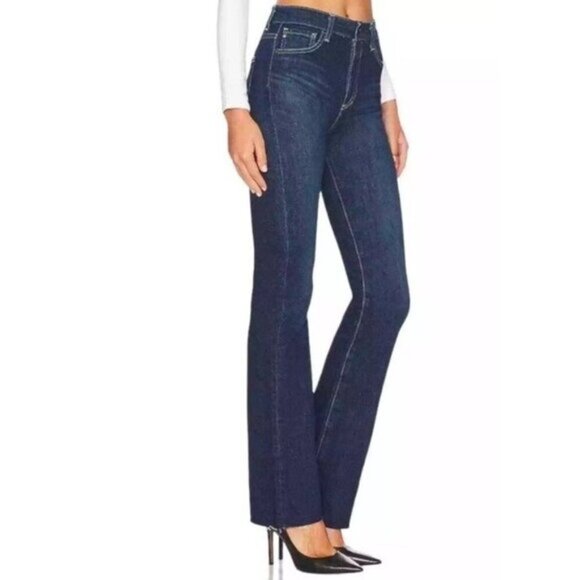 AG Jeans Sz 30 Alexxis Vintage Boot Flare High Rise Raw Hem Blue Classic Preppy - Picture 2 of 8